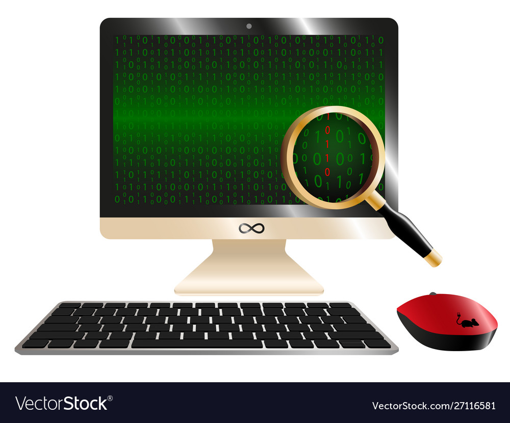 Computer monitor with binary code Vector Image Computer monitor with binary code