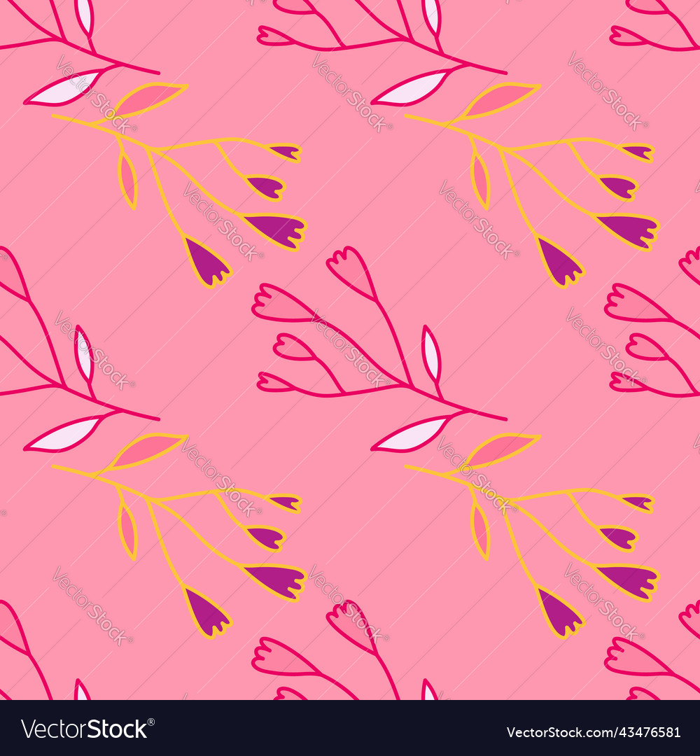 Cute Abstract Flower Seamless Pattern Hand Drawn Vector Image