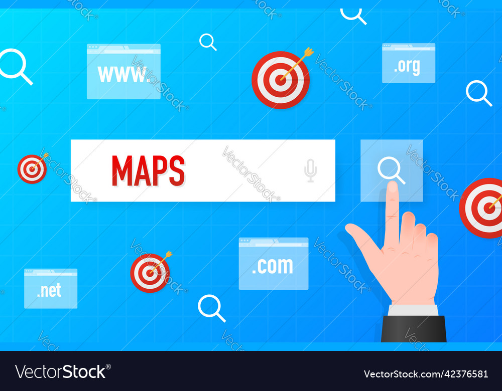 Flat maps button search vector image Flat maps button search