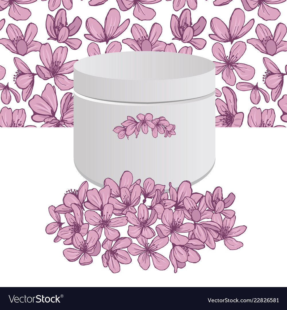 Flowers bouquet white box with pink blossoms