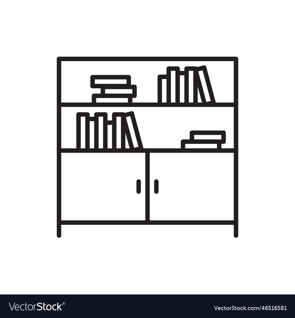 Furniture bookcase line icon on white Royalty Free Vector