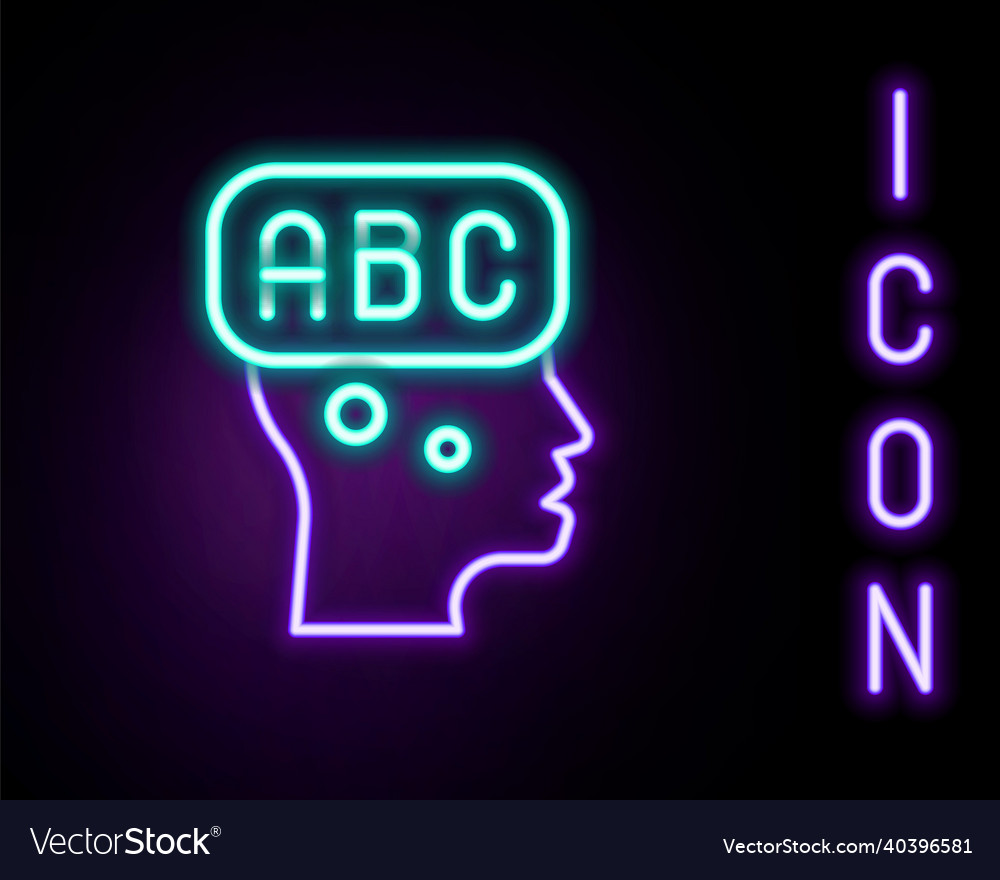 Glowing neon line learning foreign languages icon