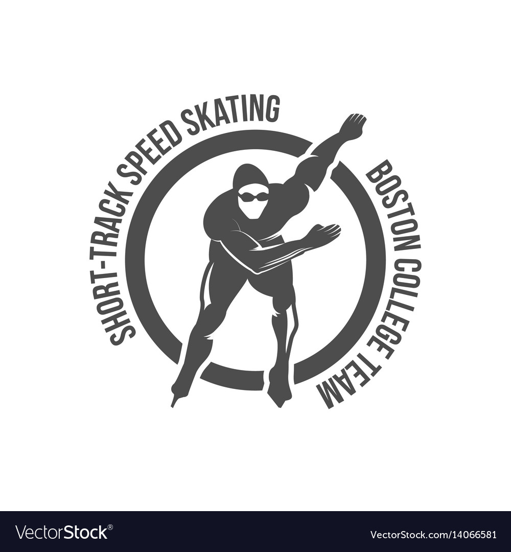 Ice skating label logo design elements Royalty Free Vector