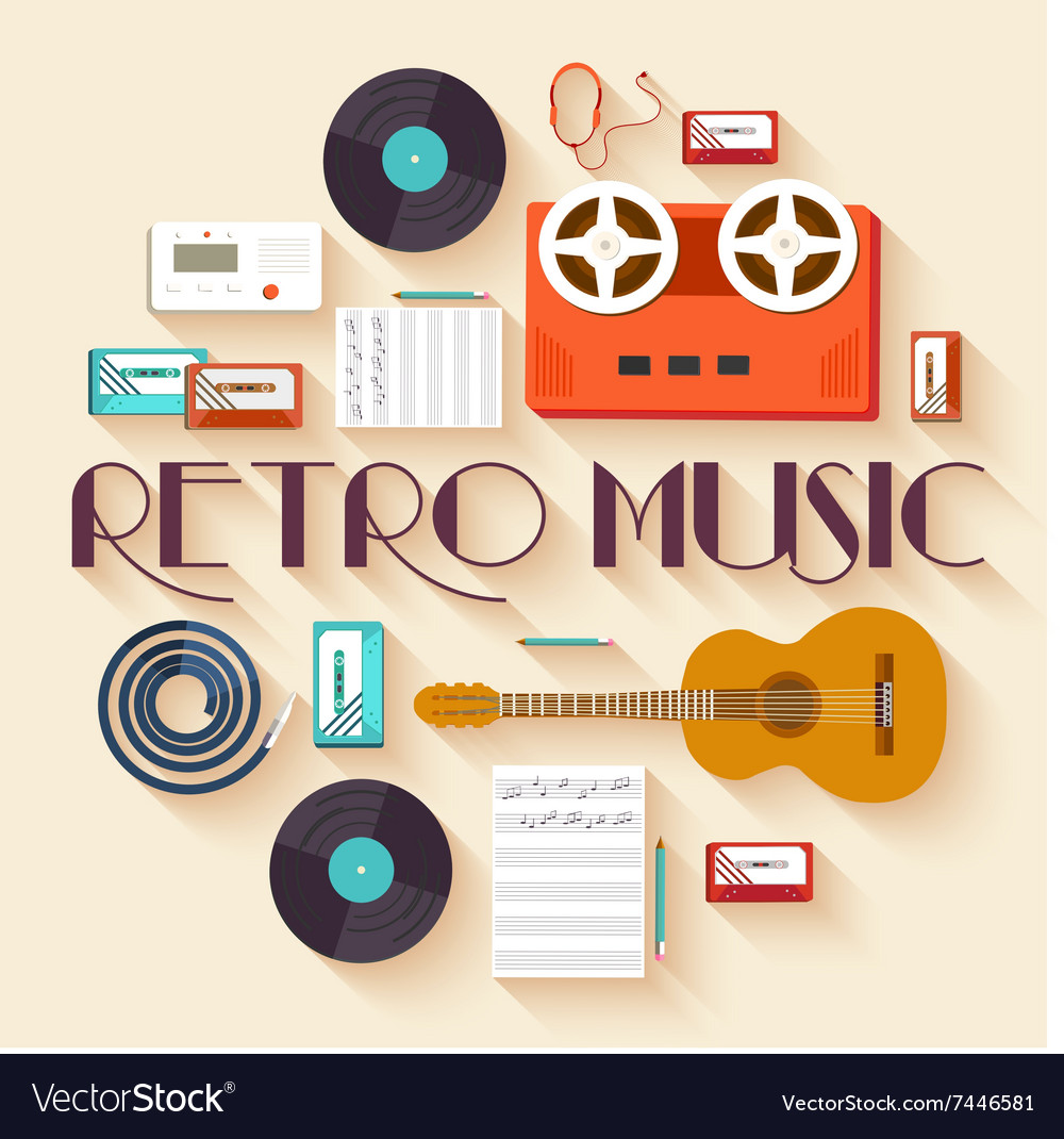 Retro Ausrüstung Musikset Kreis Infografiken