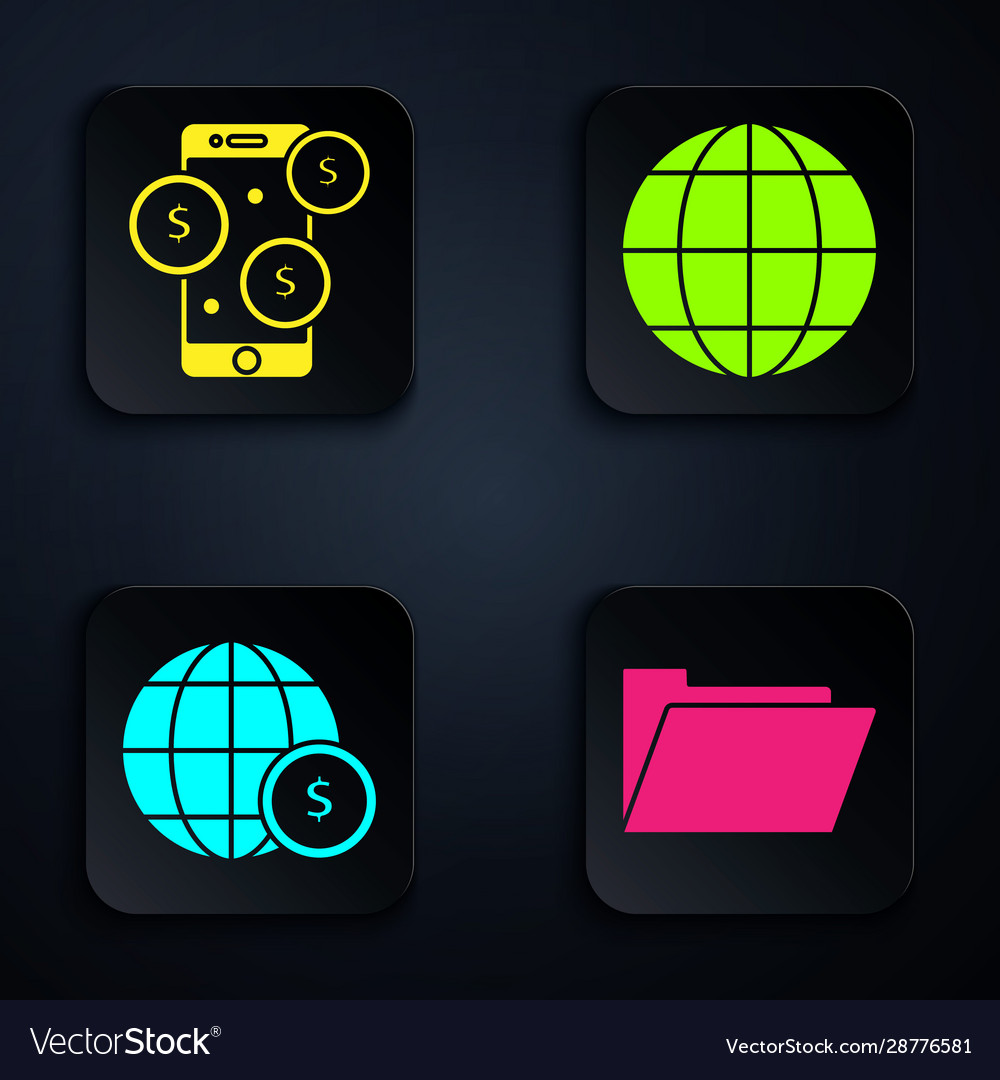 Set document folder smartphone with dollar symbol vector image Set document folder smartphone with dollar symbol