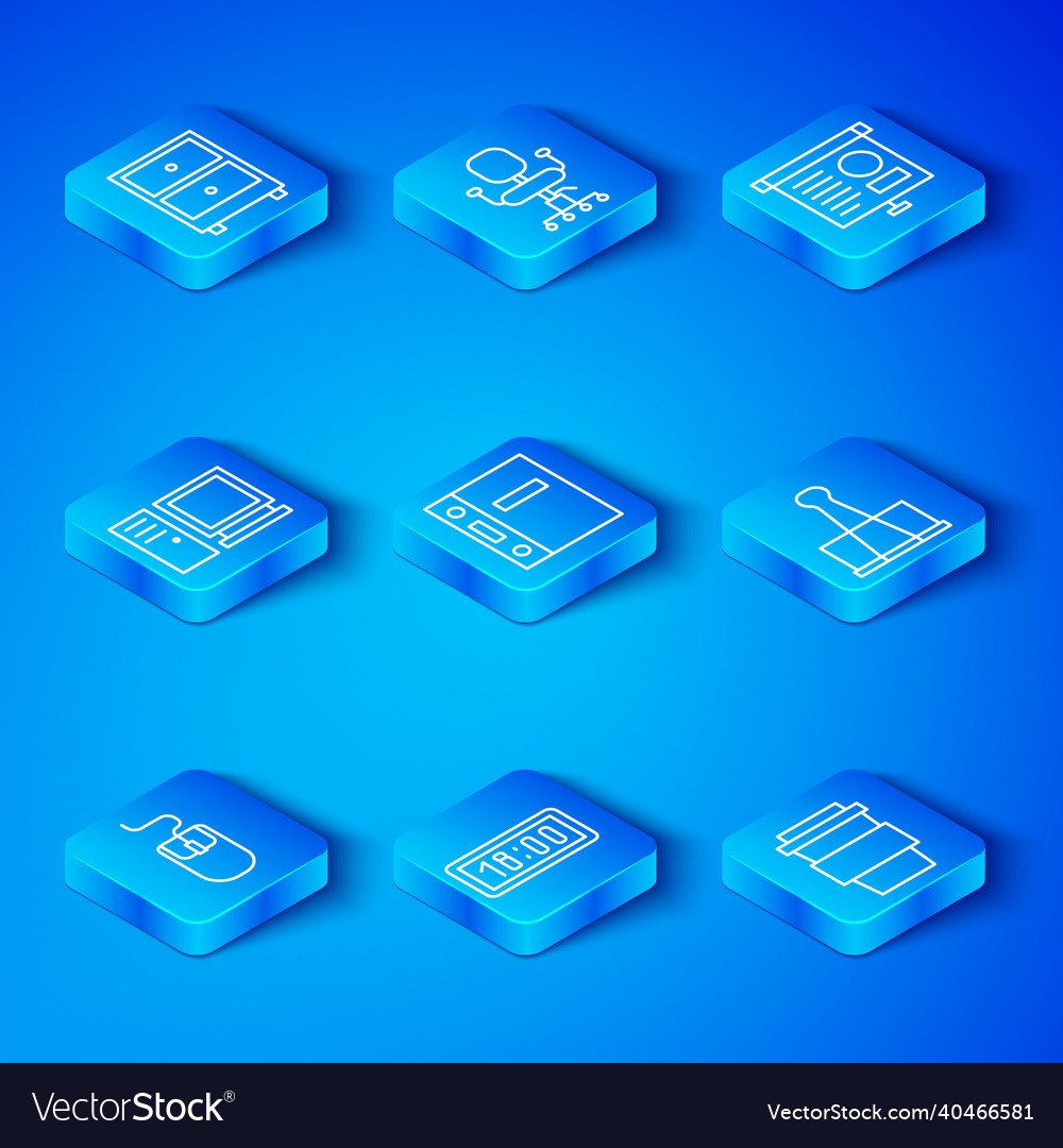 Set line computer mouse office folders digital Vector Image Set line computer mouse office folders digital