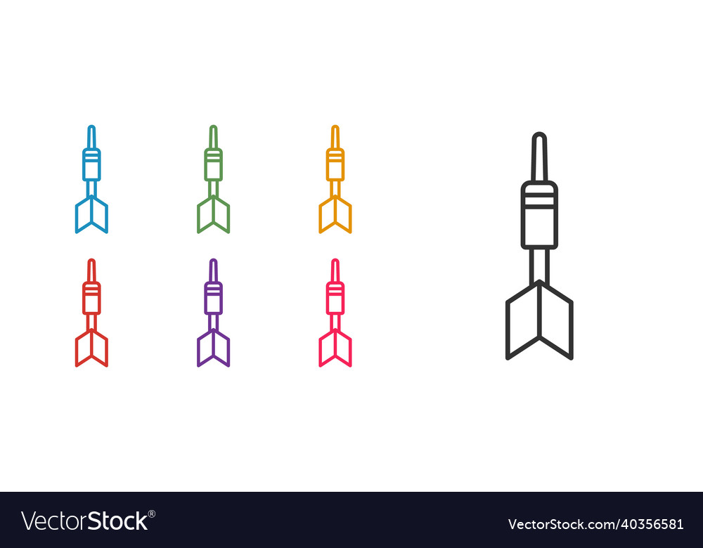 Set line dart arrow icon isolated on white Vector Image Set line dart arrow icon isolated on white