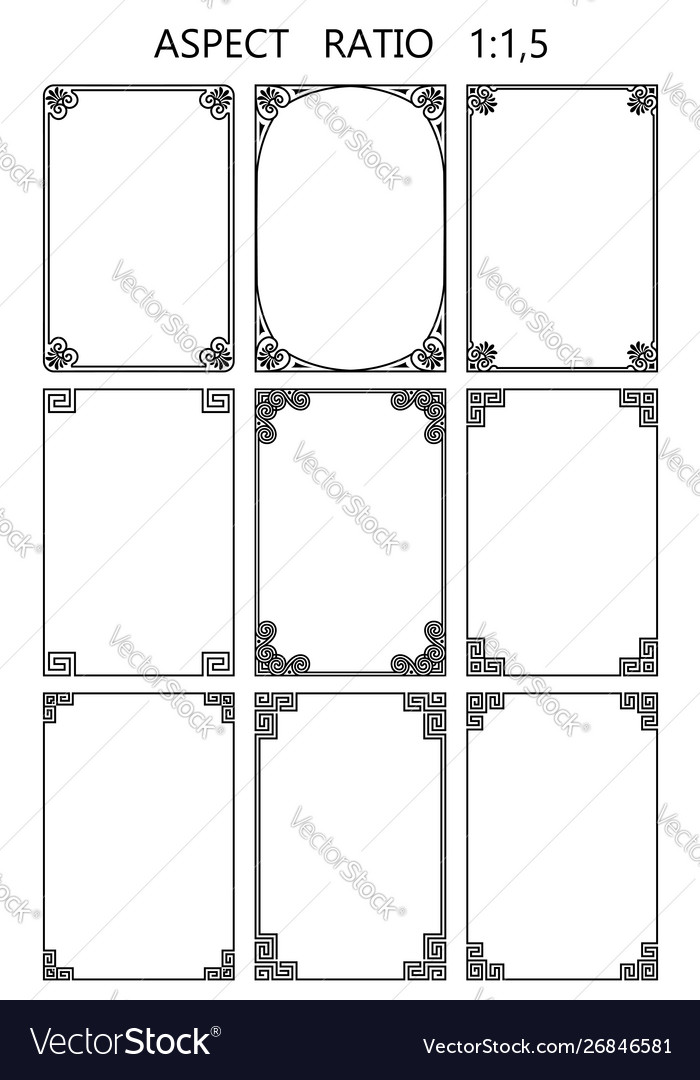 Set rectangular frames in traditional greek vector image Set rectangular frames in traditional greek