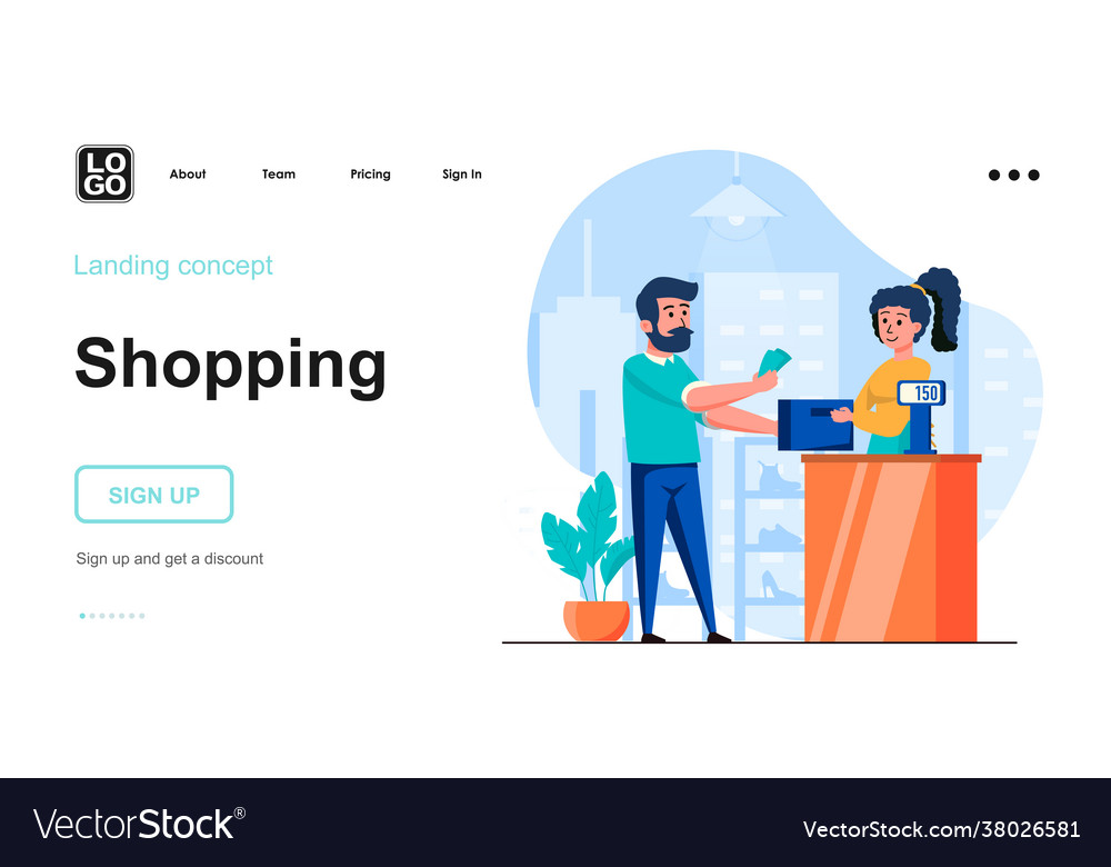 Shopping web concept man customer buys shoes Vector Image