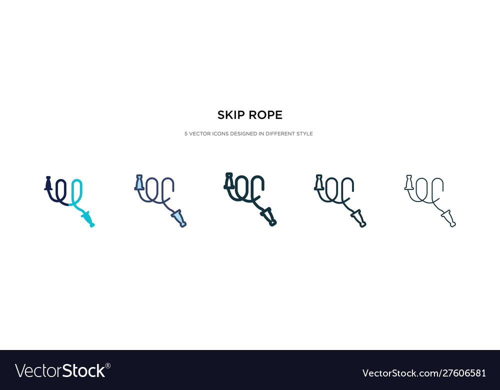 Skip rope icon in different style two colored