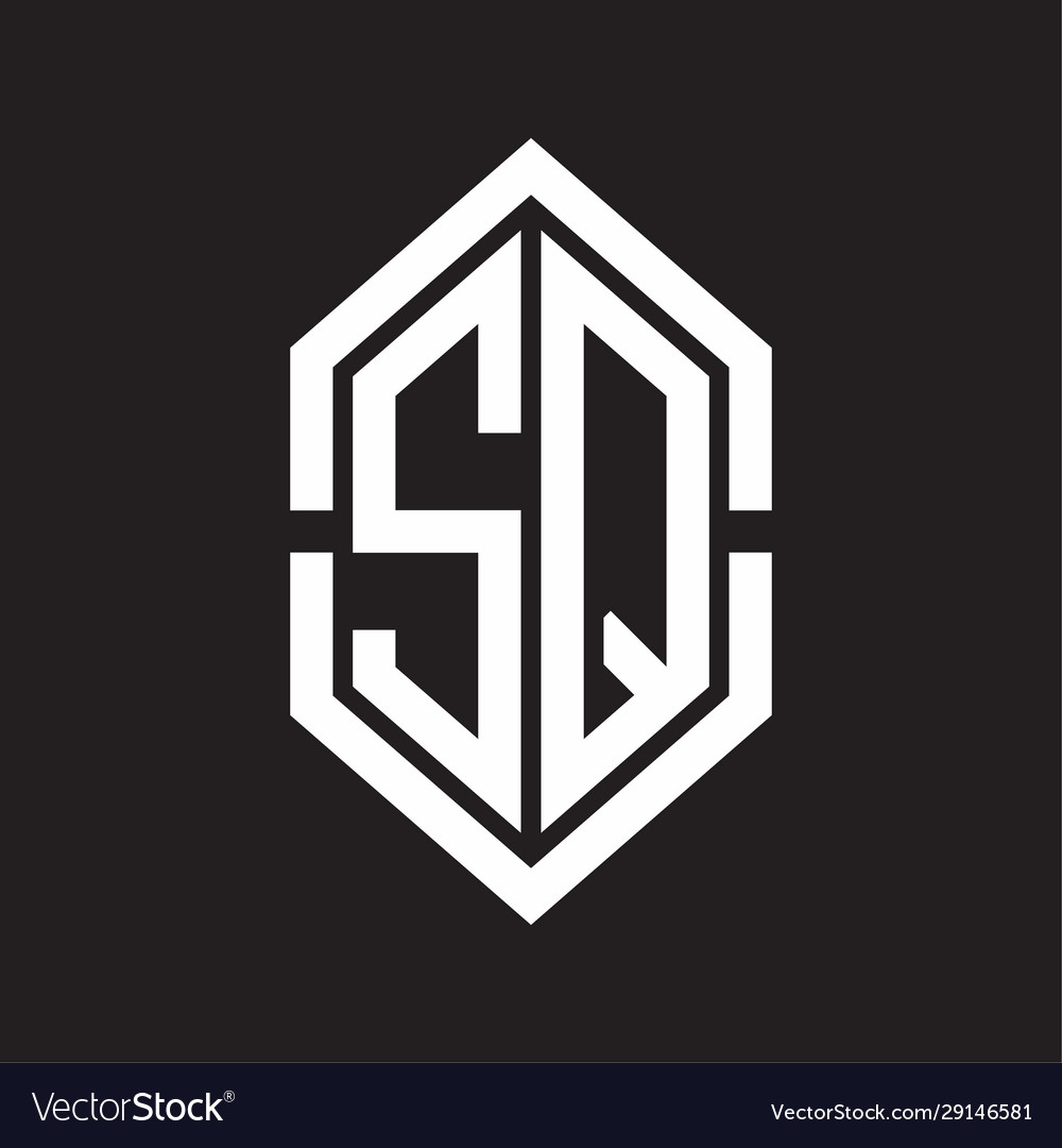 Sq logo monogram with hexagon shape and outline vector image Sq logo monogram with hexagon shape and outline
