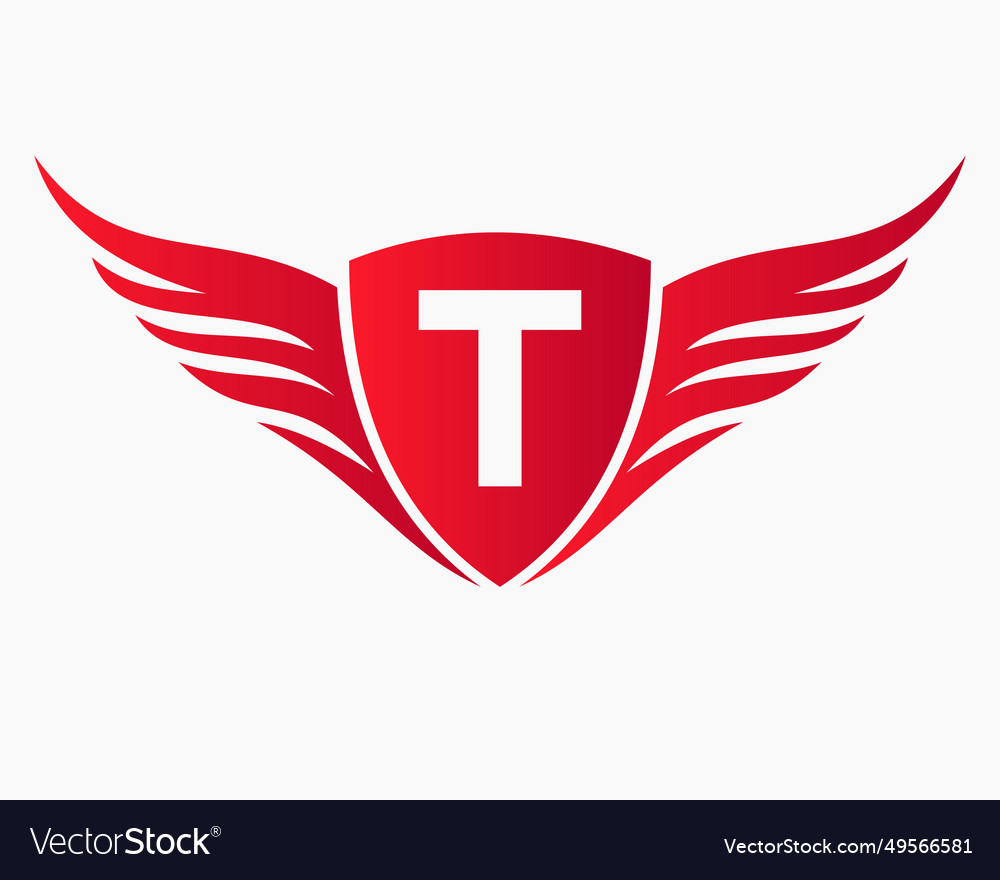 Wing logo on letter t transportation symbol