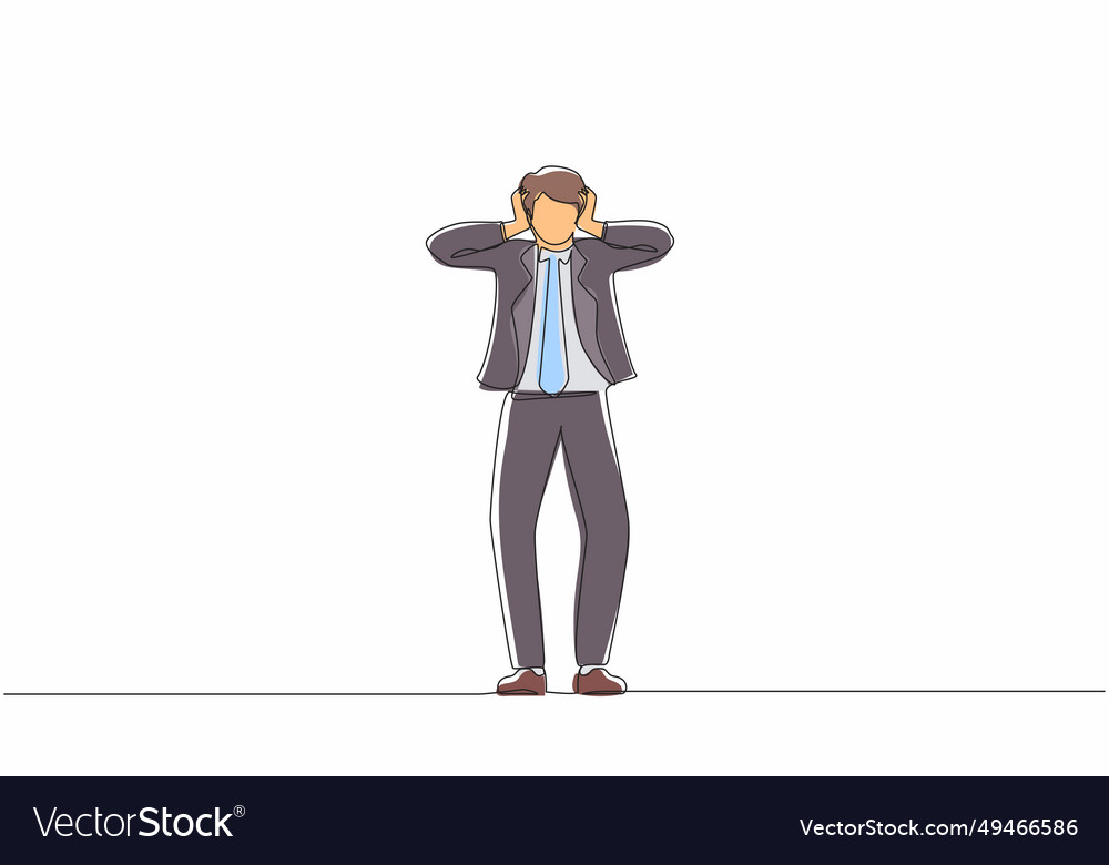 Continuous one line drawing stressed businessman Vector Image