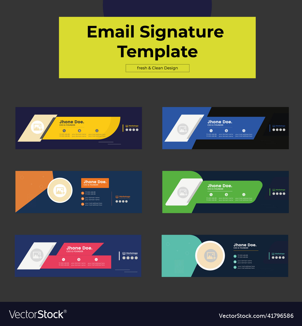 Corporate email signature template Royalty Free Vector Image