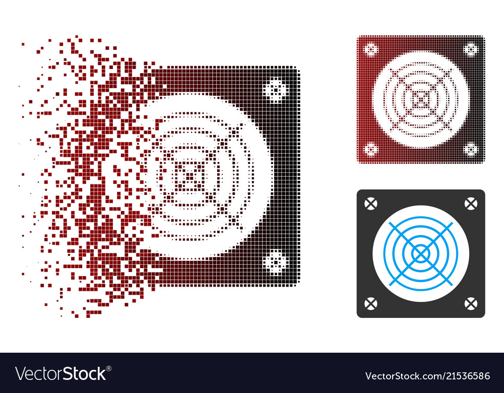 Destructed pixel halftone mining asic device icon vector image Destructed pixel halftone mining asic device icon