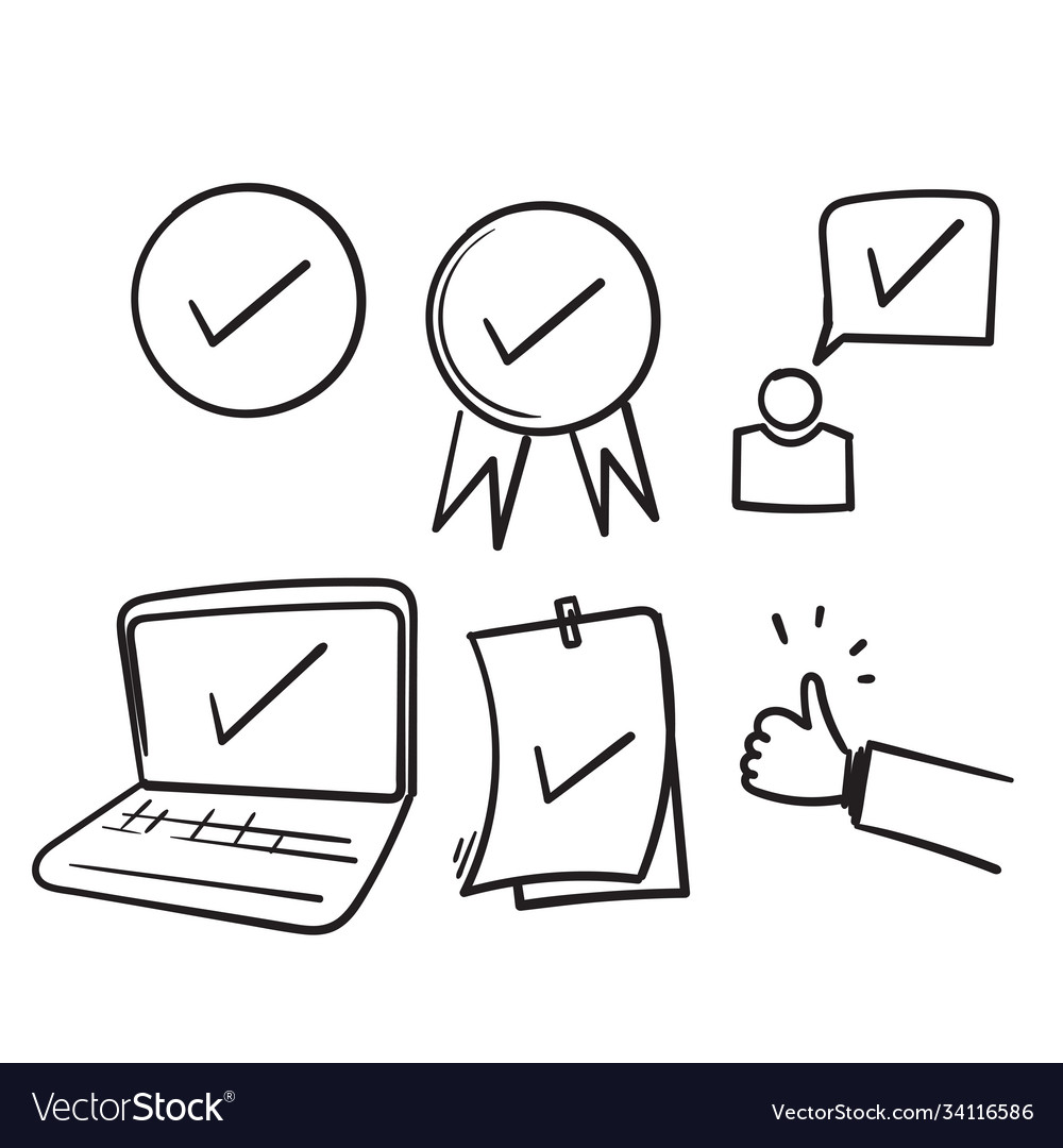 Hand drawn simple set approve related line