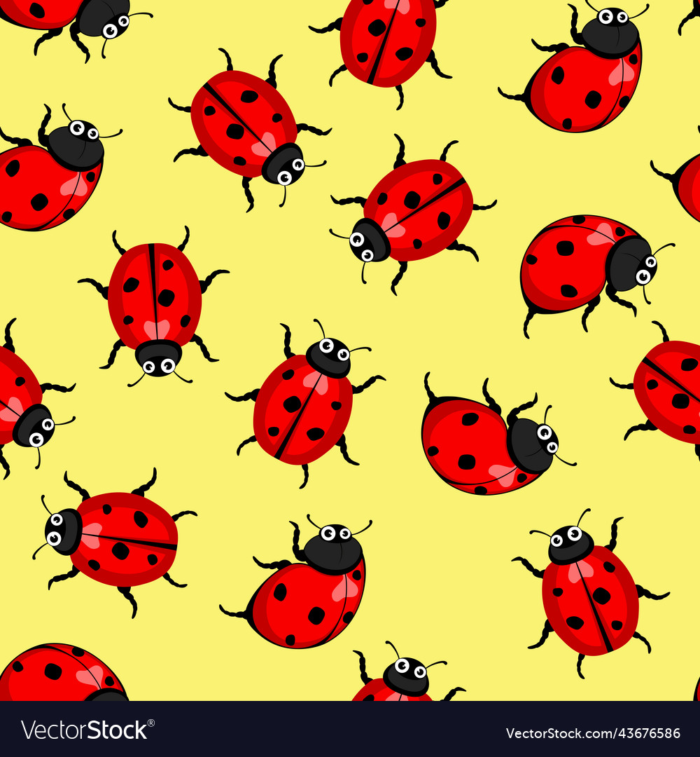 Ladybugs spring seamless pattern