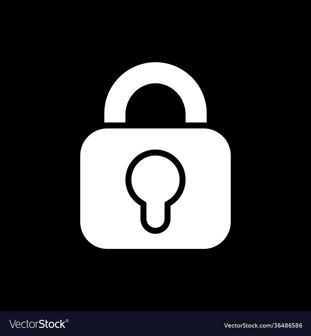 Lock dark mode glyph icon Royalty Free Vector Image