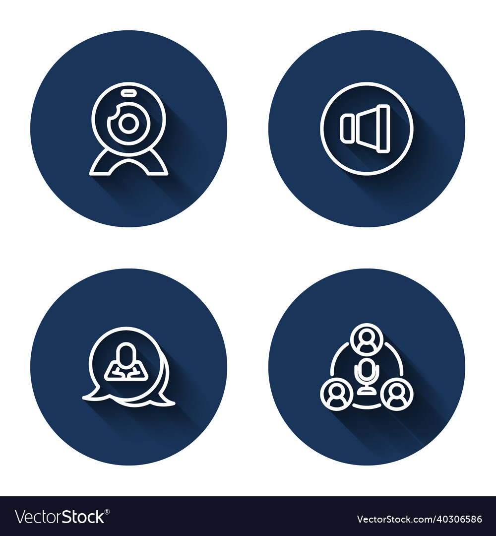 Set line web camera speaker volume speech bubble vector image Set line web camera speaker volume speech bubble