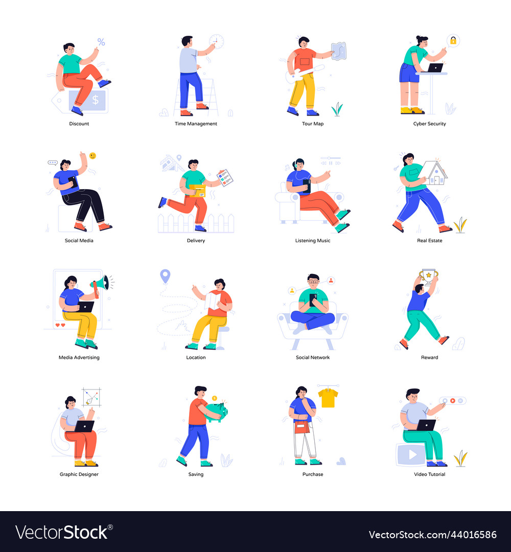 Set of flat character