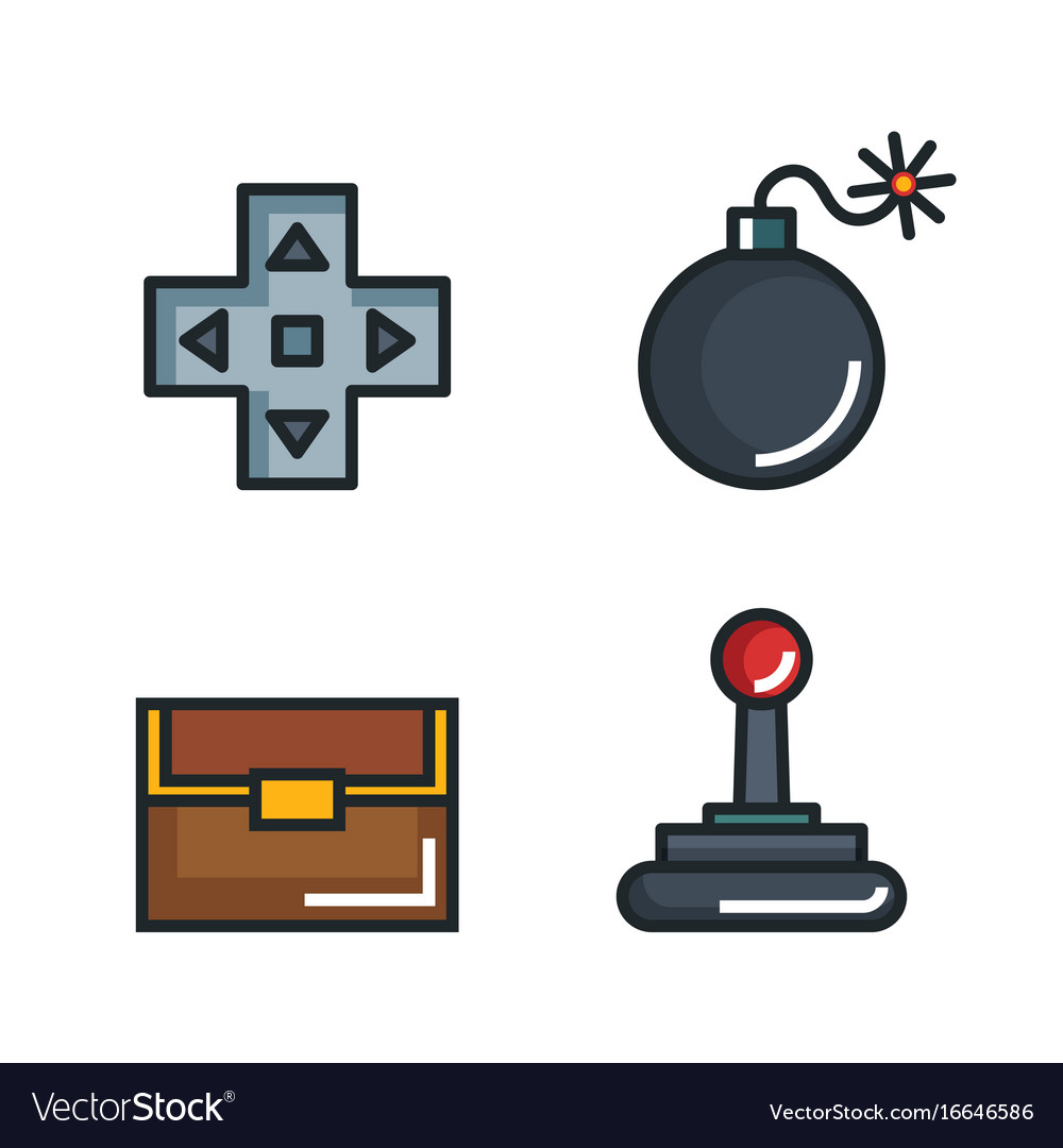 Set video game entertaining items symbols
