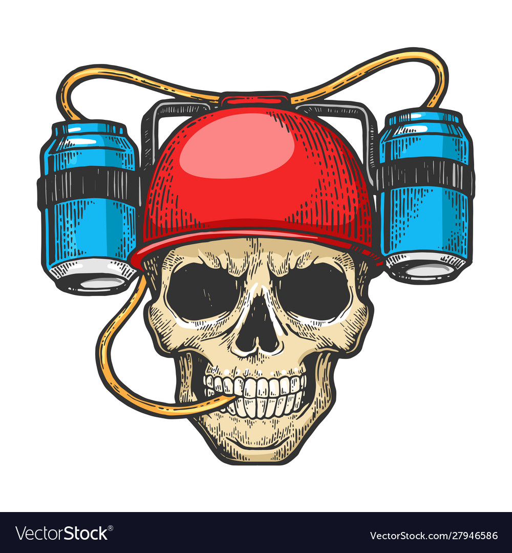 Skull with Beer Helmet Sketch