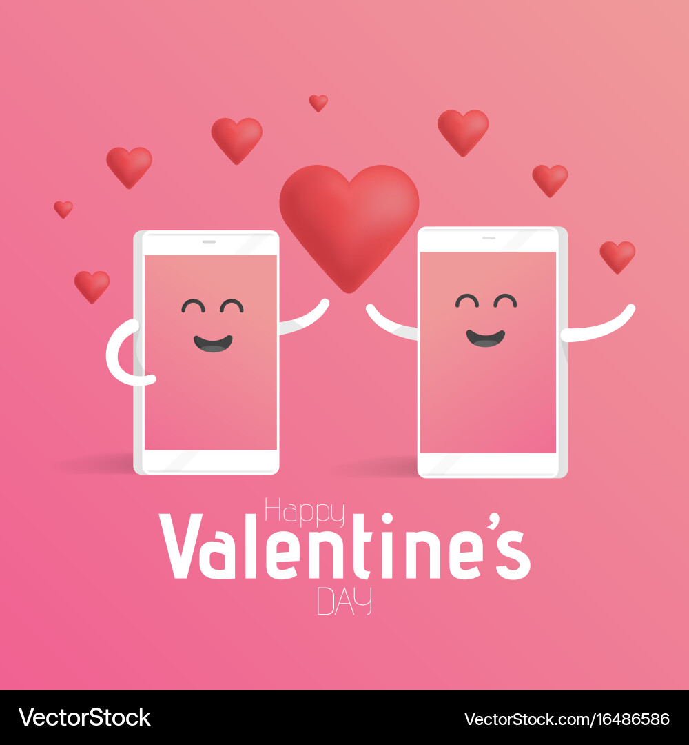 Smartphone love valentines day concept cute Vector Image