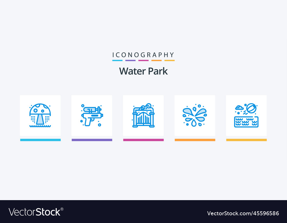 Water park blue 5 icon pack including park park Vector Image