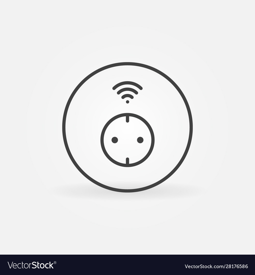 Wifi wireless smart socket round linear vector image Wifi wireless smart socket round linear