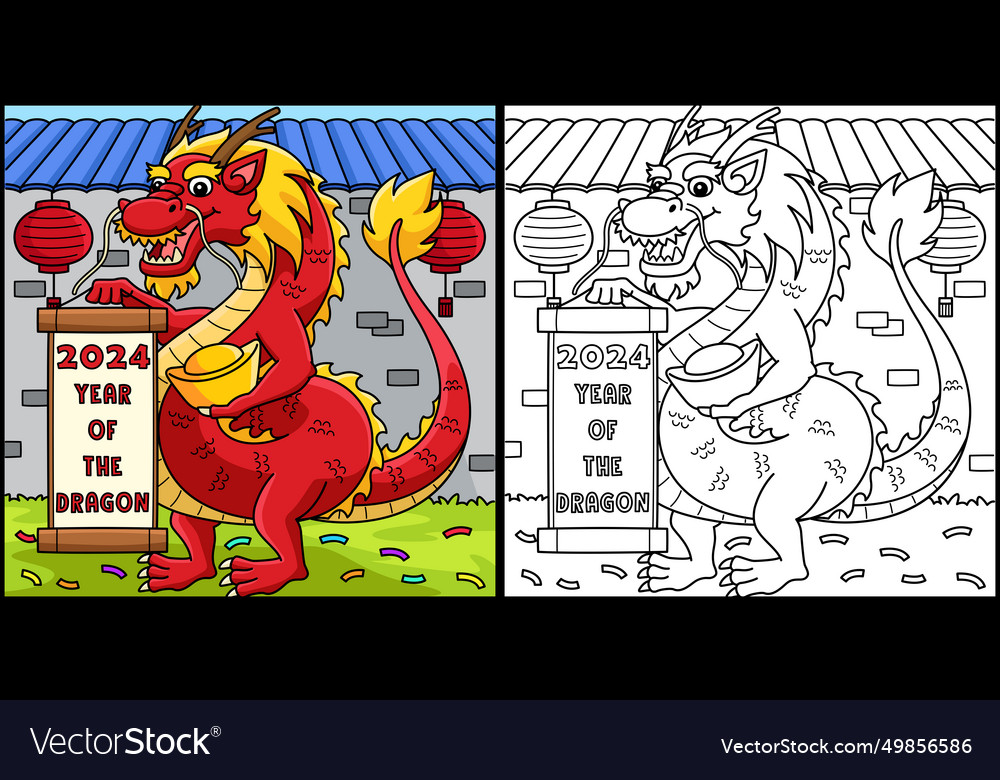 Year of the Dragon Coloring Page - 2024