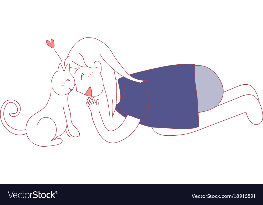 Cat head butt with girl i trust you and claming