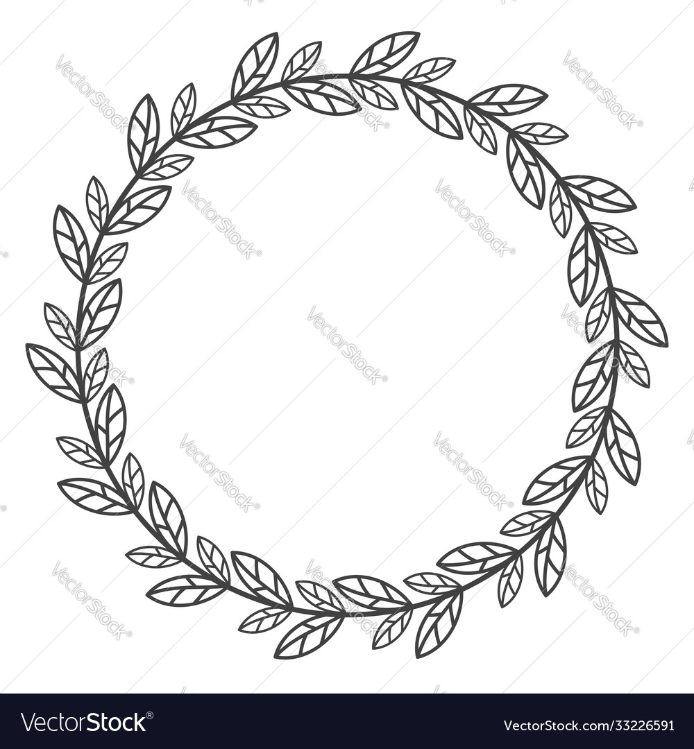 Circle leaf frames floral leaves round frame