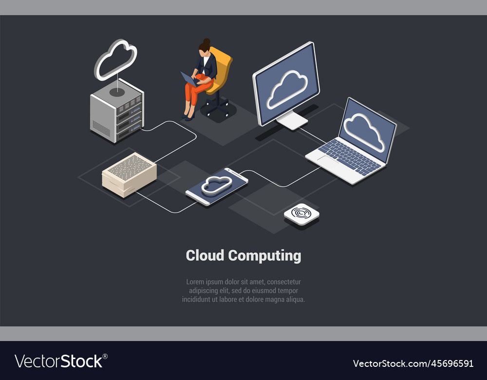Cloud computing services delivery vector image Cloud computing services delivery