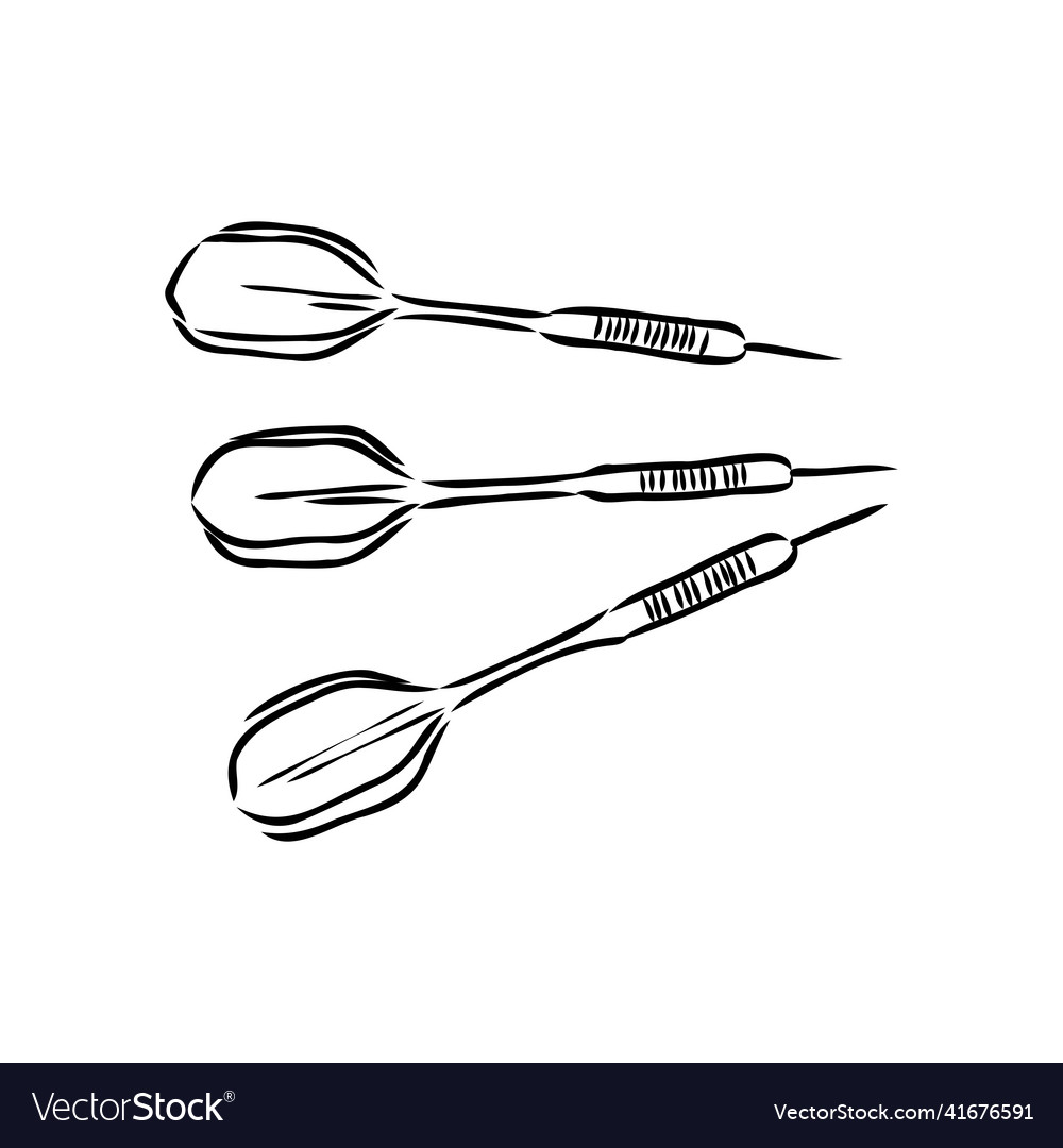 Darts and arrow drawing engraving ink line art Vector Image