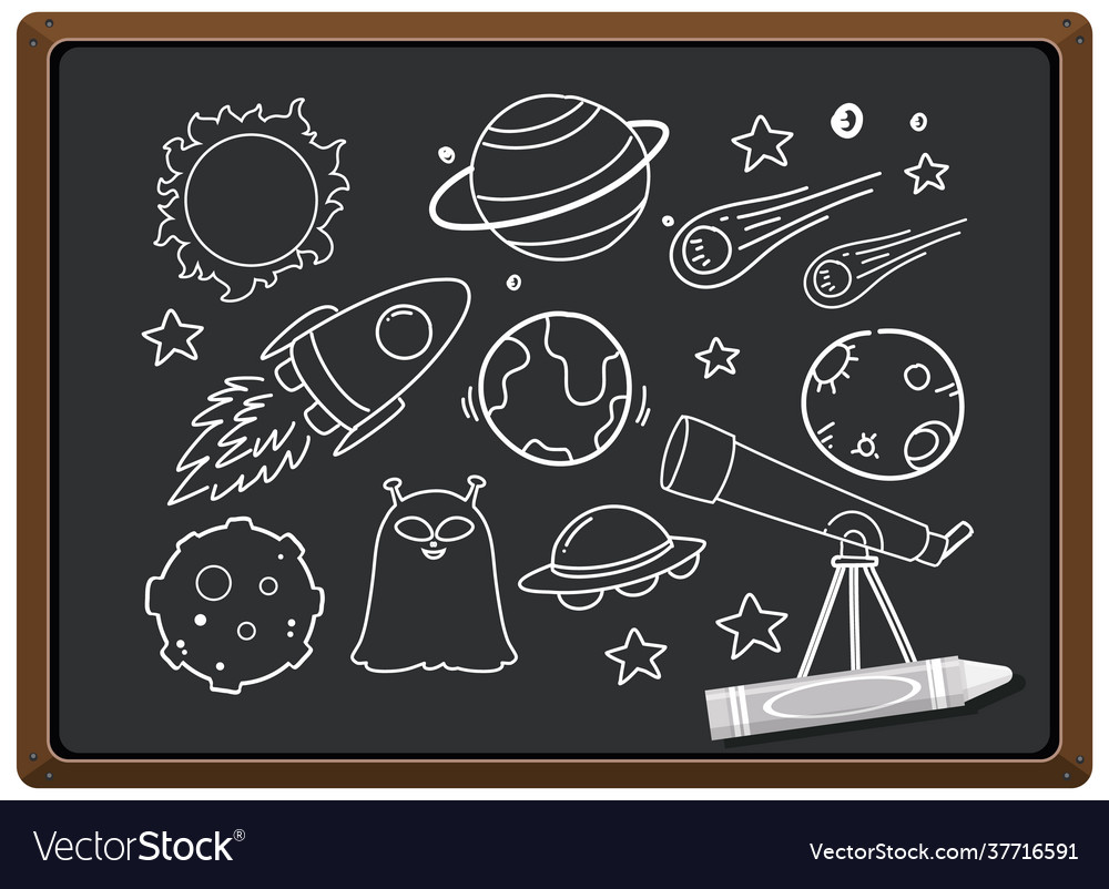 Hand drawn space element on chalkboard