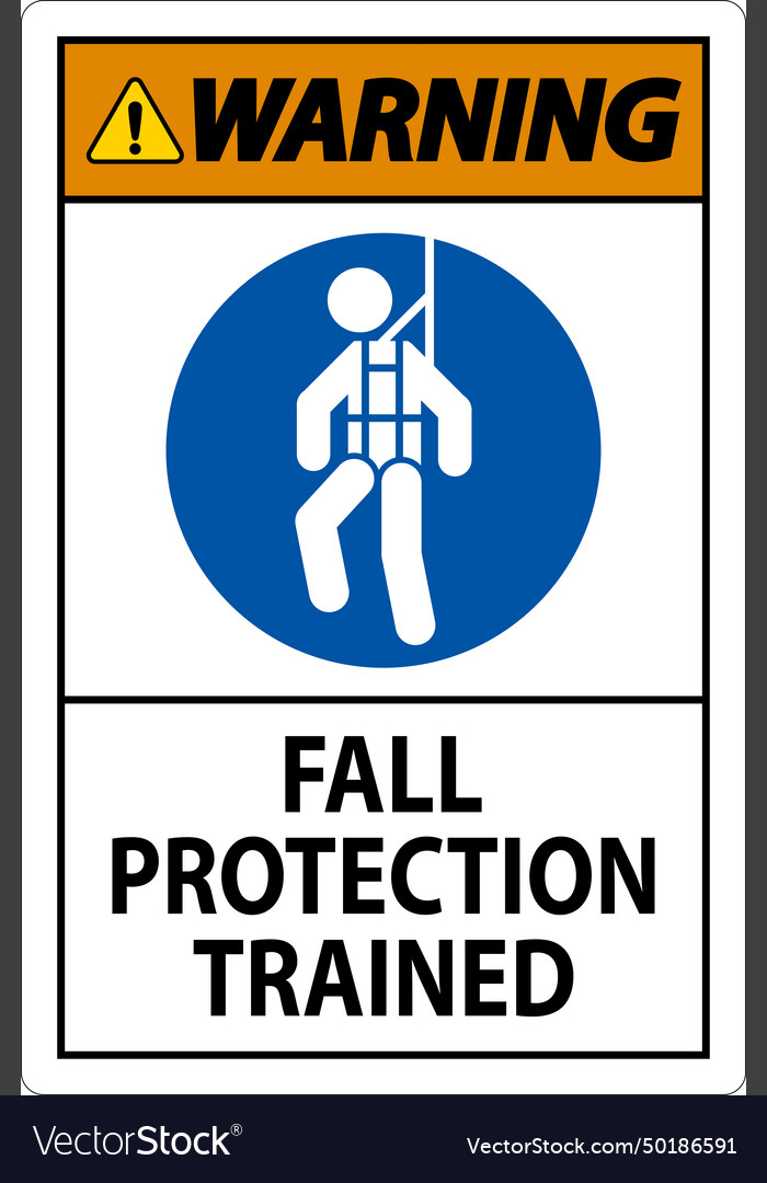 Hard hat decals warning fall protection trained Vector Image