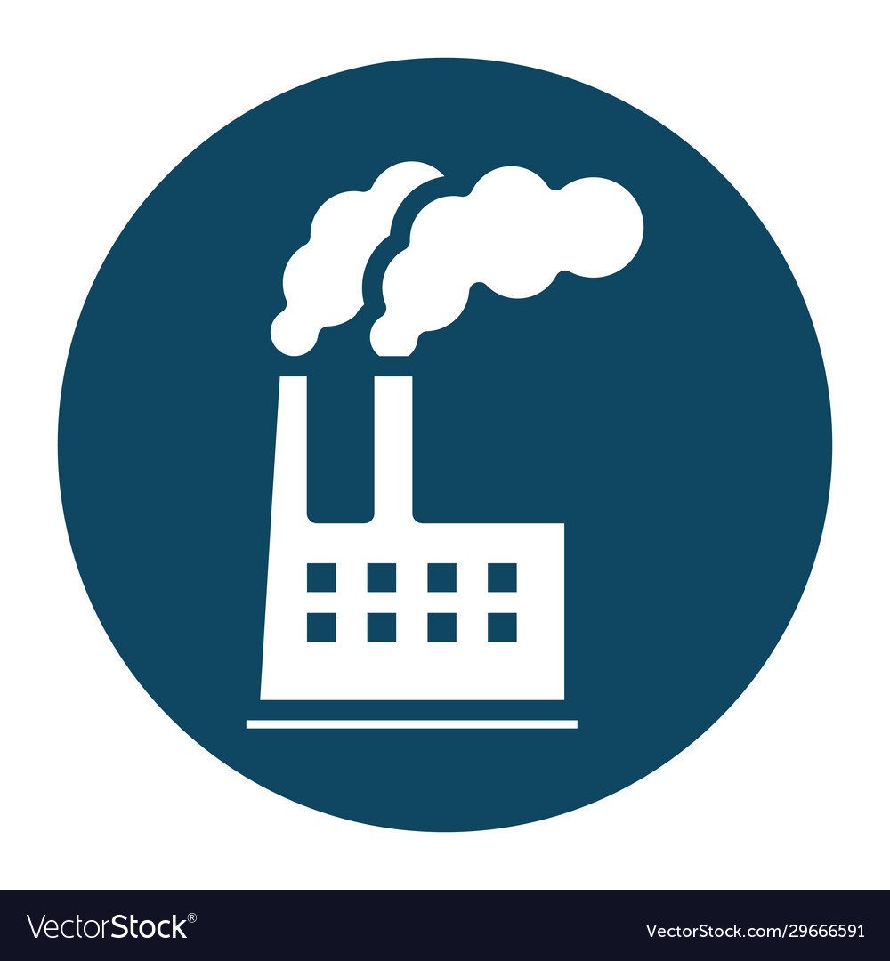 Isolated factory with smoke block and flat style