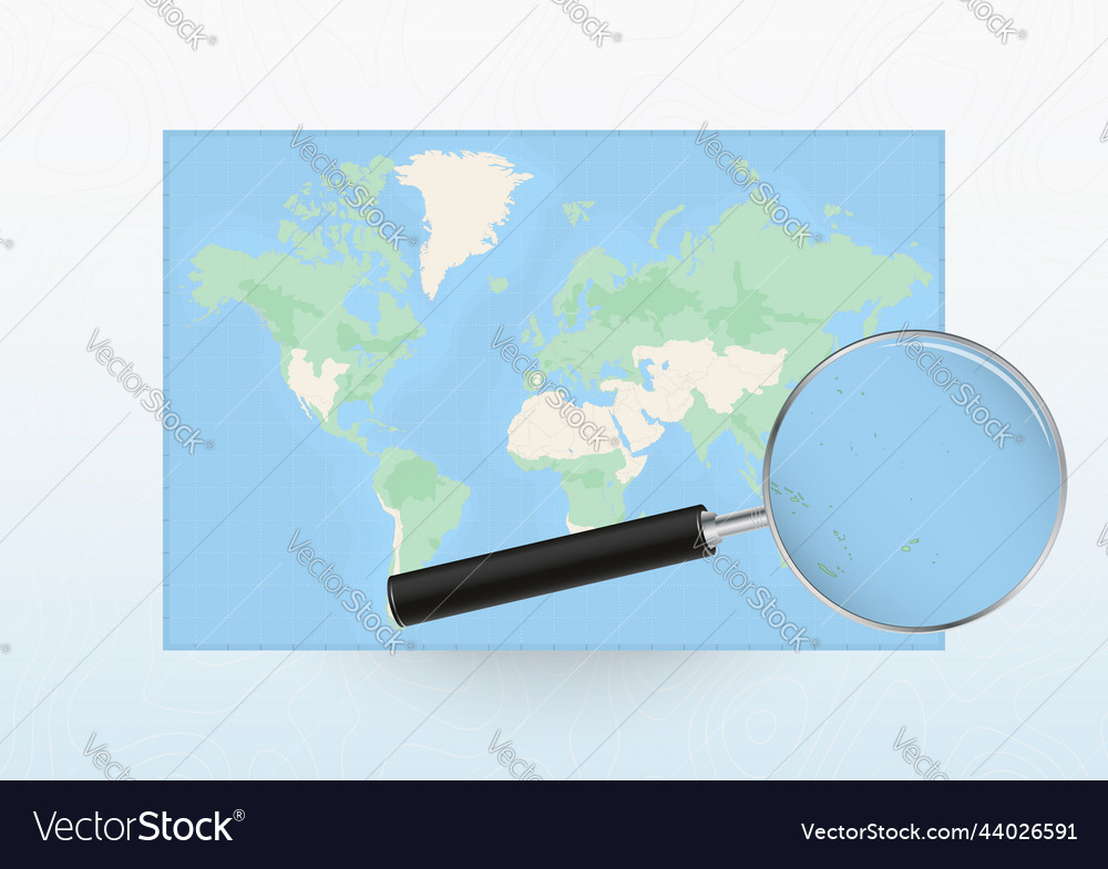 Map of the world with a magnifying glass aimed