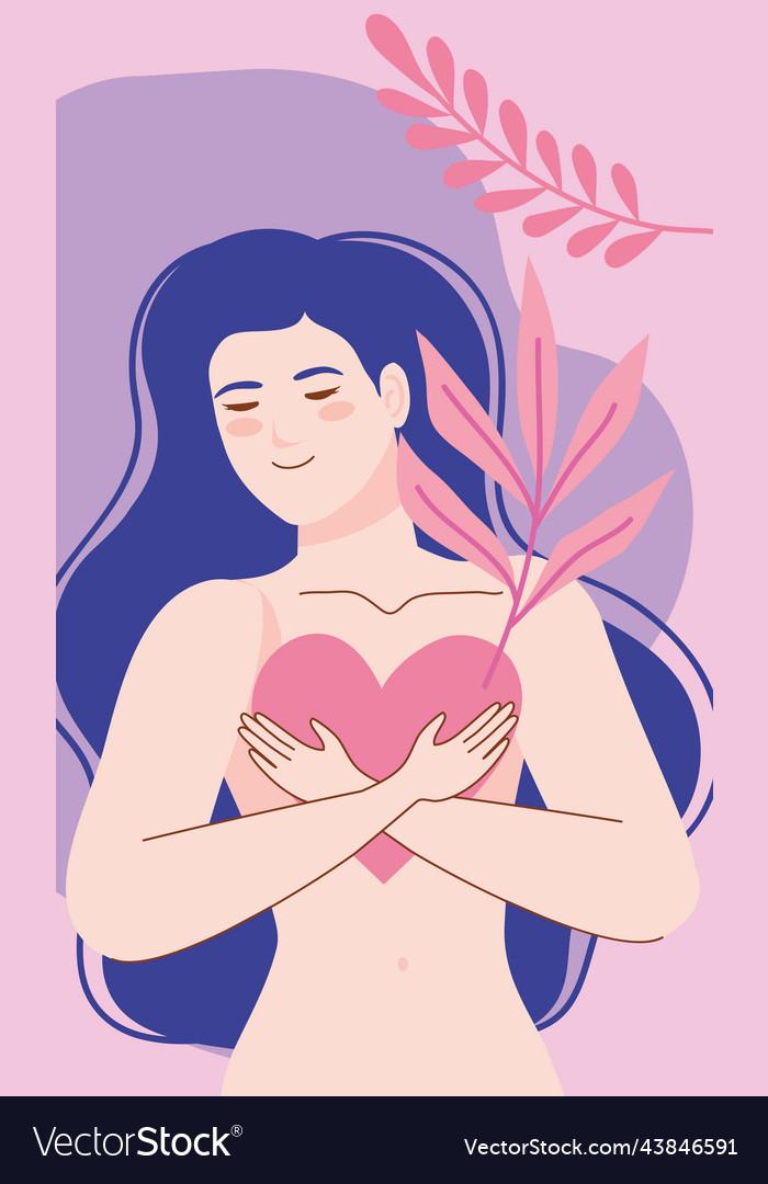 Naked Woman With Pink Heart Royalty Free Vector Image