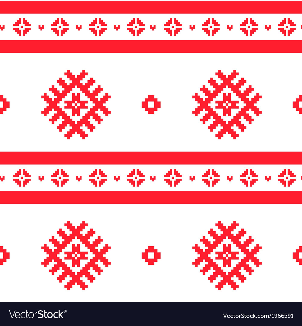 Red nordic knitted seamless pattern Royalty Free Vector