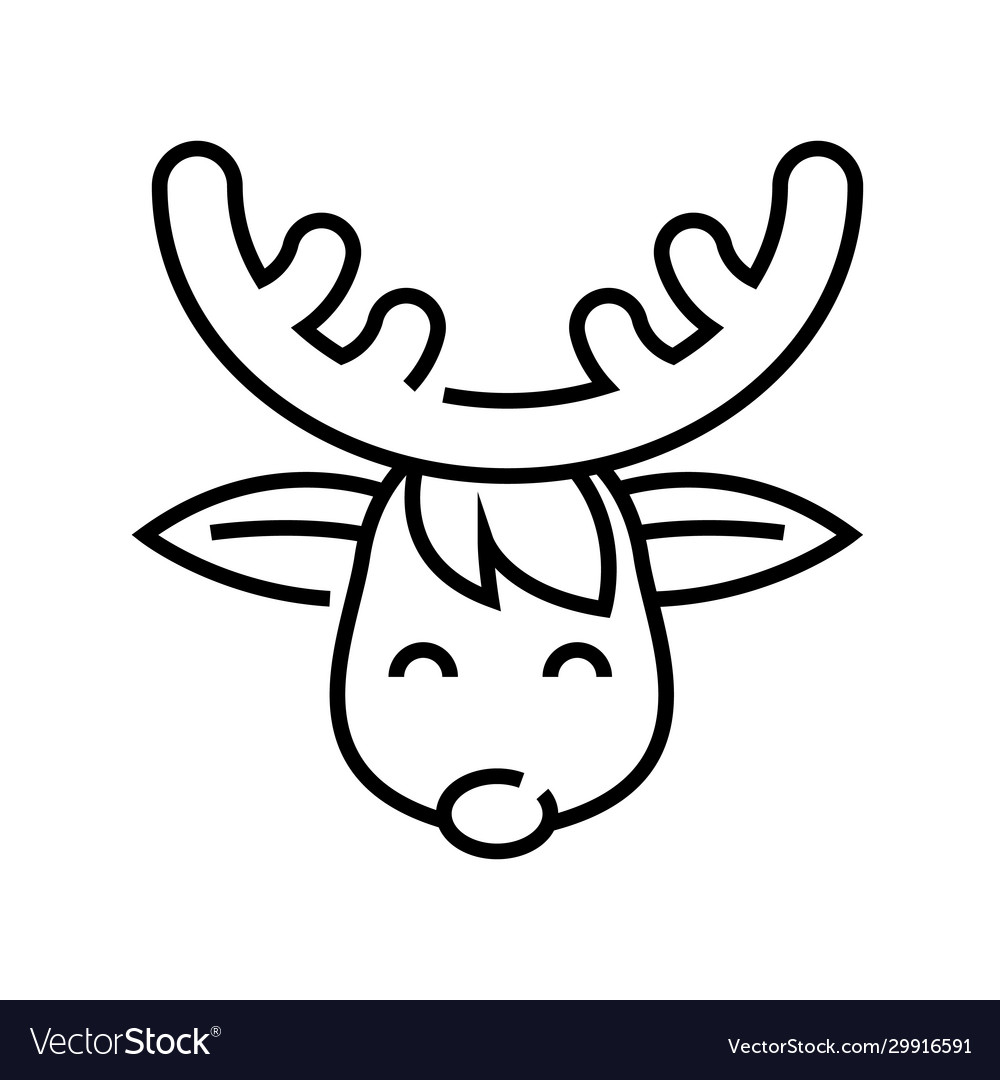 Santas deer line icon concept sign outline Vector Image