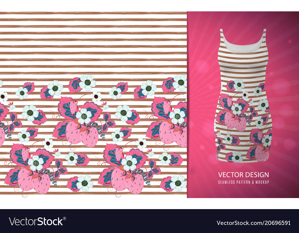 Seamless pattern with strawberry and strips used