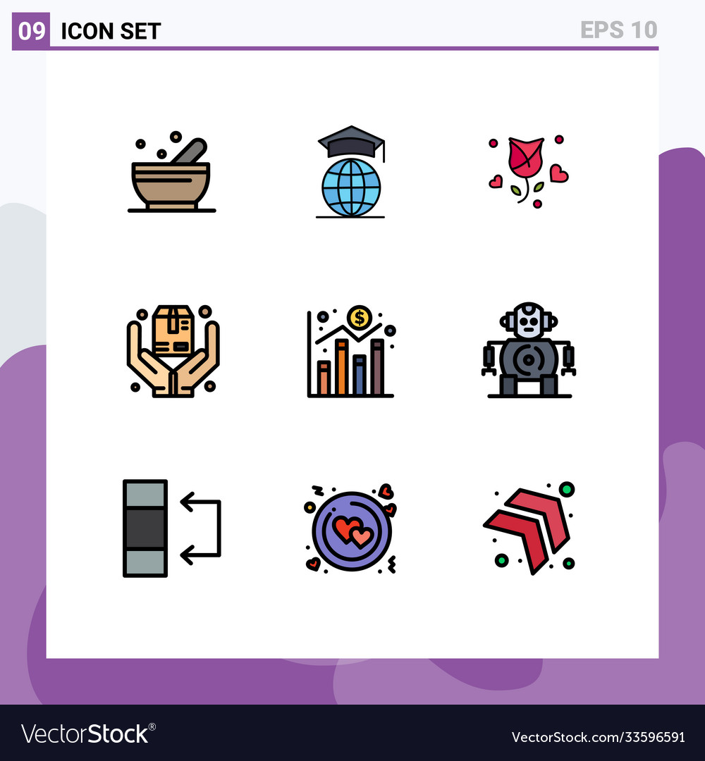 Set 9 modern ui icons symbols signs for chart
