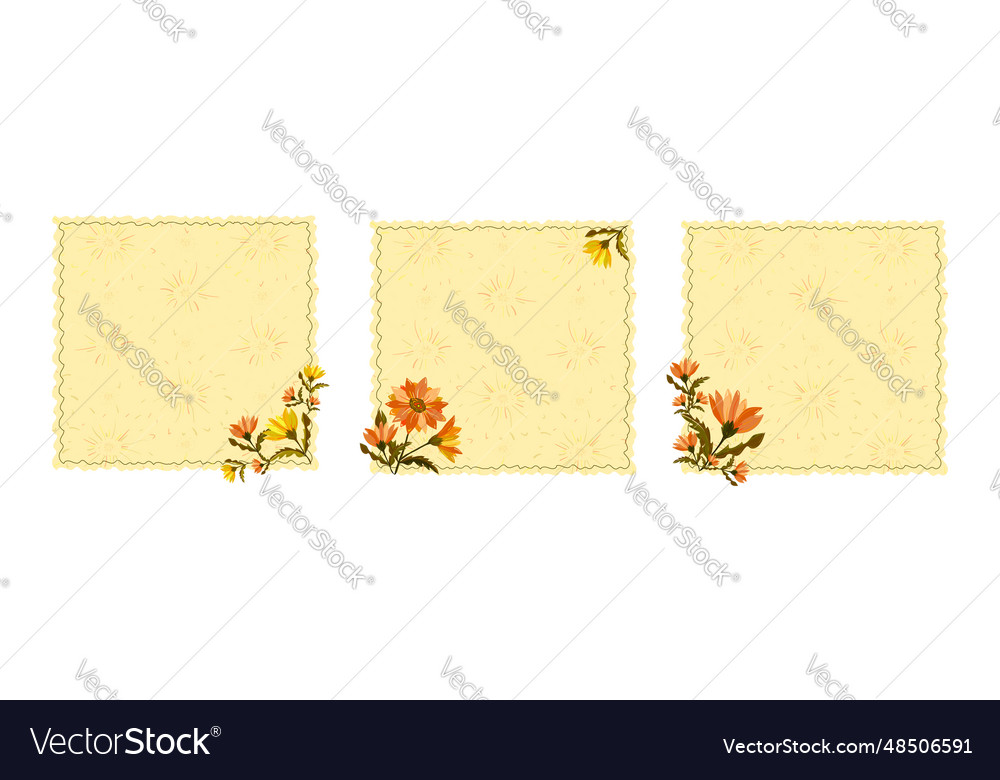 Set of simple border frames with colorful flowers