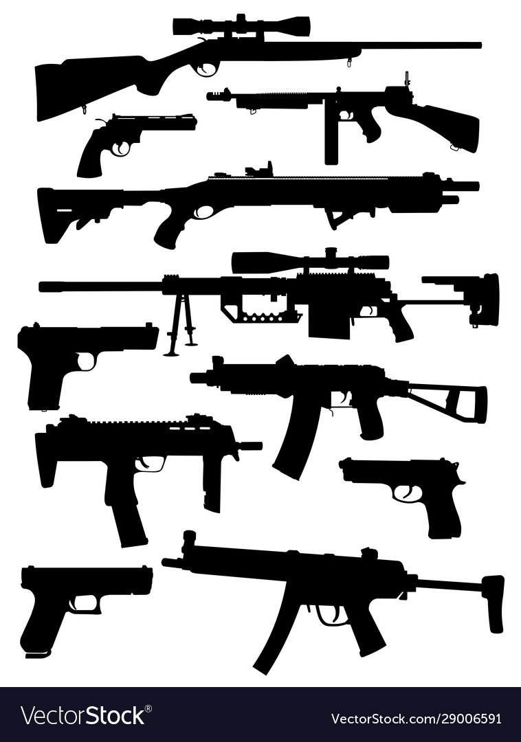 Set weapon silhouettes Royalty Free Vector Image