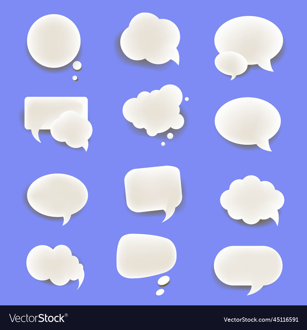 Speech Bubble Set Isolated Blue Bacground Vector Image 3697