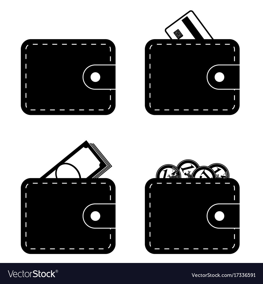 Wallet with credit card and money set