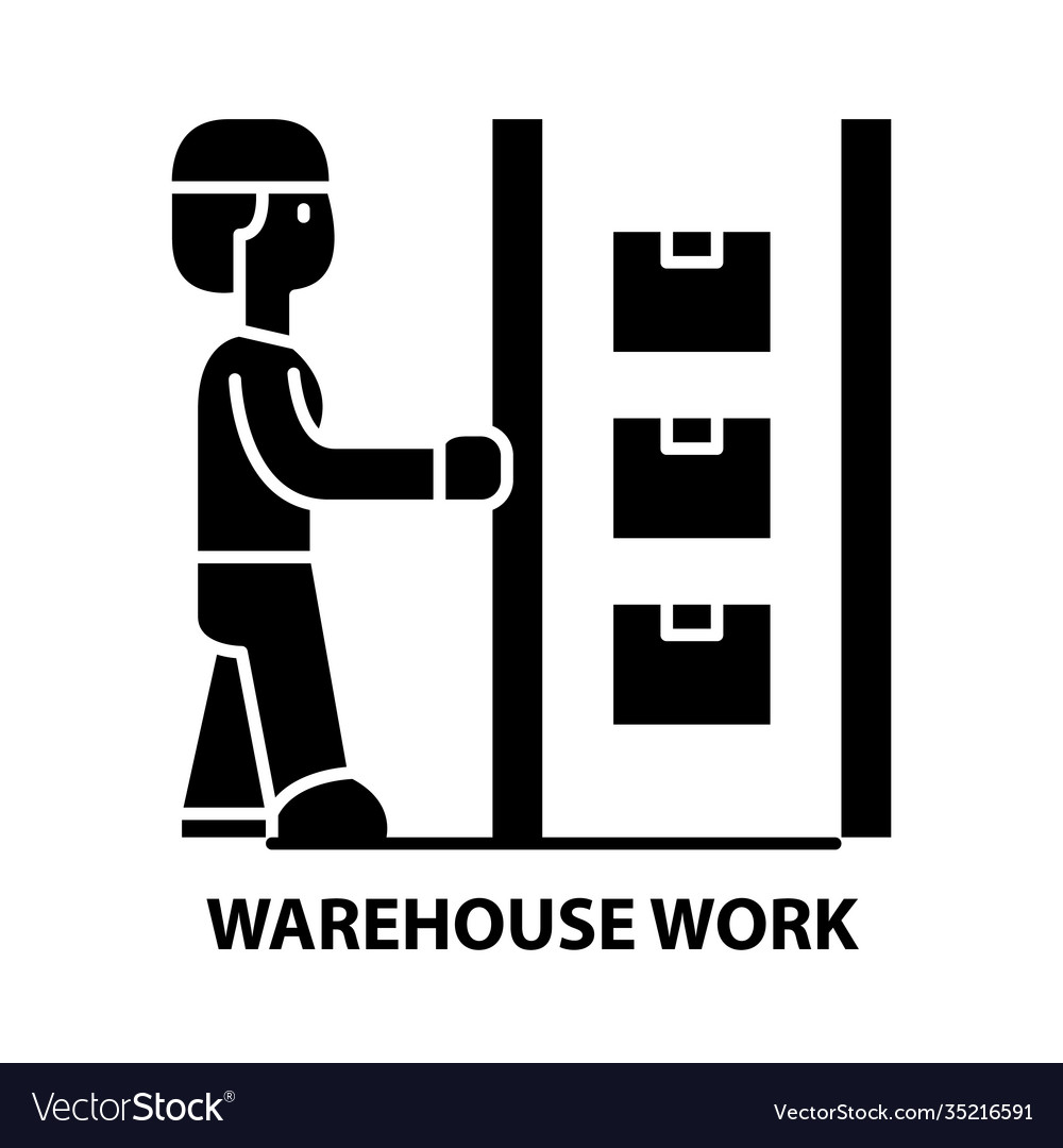 Warehouse work icon black sign with Royalty Free Vector