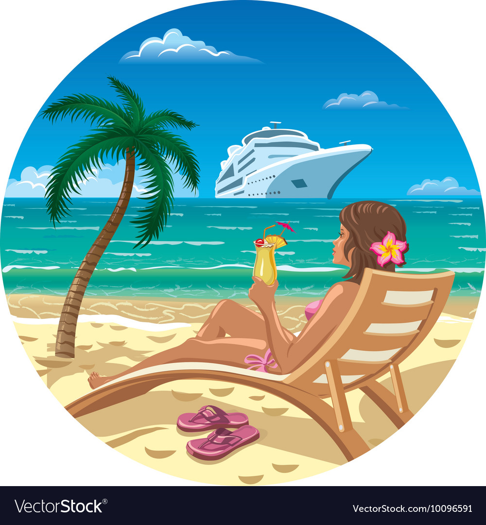 Lady enjoying the beach Royalty Free Vector Image