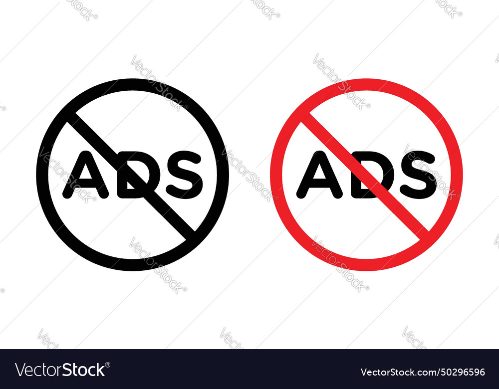 Ad blocker icon set ban and stop add symbol Vector Image